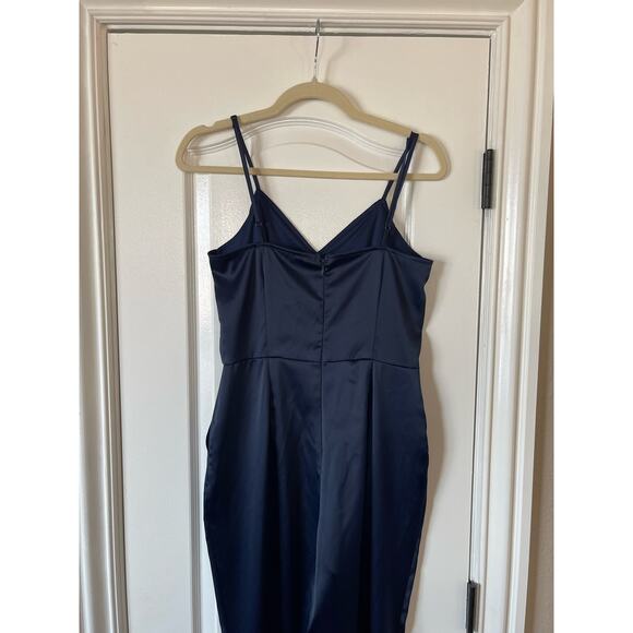 Lulus Touch Of Heaven Blue Satin 2 Pockets  jumpsuit Small - Picture 6 of 10